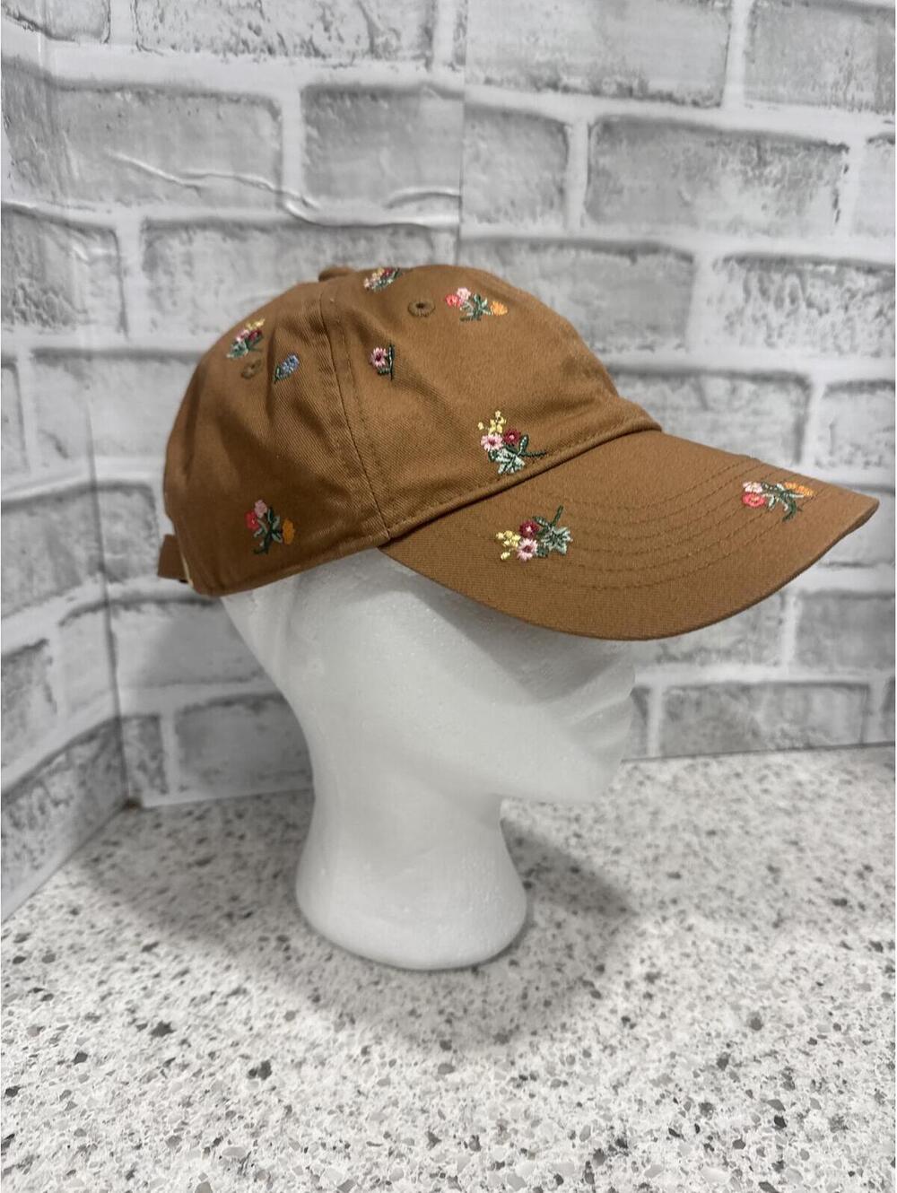 Rifle Paper Co. Embroidered Tan Floral Cotton Baseball Cap, Adjustable